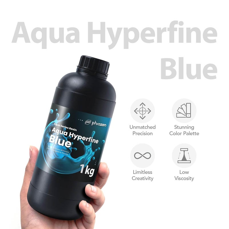 Phrozen Aqua Hyperfine Photopolymer Resin for 9K, 12K or Higher Resolution 3D Printers, 405nm LCD UV-Curing 3D Printing with Low Shrinkage & Superior Precision, Smooth Surface Finish (Blue, 1KG) - Image 2